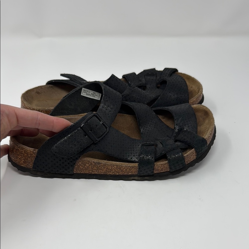 Viking Black and Tan Cork Sandals with Crisscross Straps Size 38